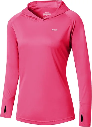 Vista 13 de Willit - Sudadera con capucha y protección solar FPU 50+ para mujer, camiseta de manga larga con FPS, ligera, para exteriores, senderismo, pesca