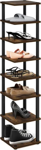 Vista 8 de Furinno Zapatero vertical compacto, organizador de zapatos estrecho de 8 niveles, almacenamiento de zapatos independiente, estante de zapatos