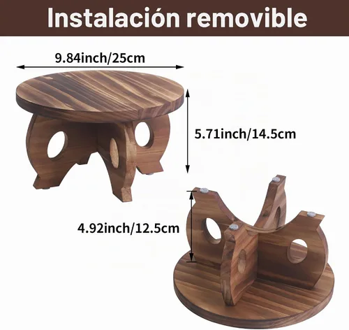 Vista 3 de Soporte para Plantas de Interior de Madera Taburete para Plantas Redondo Elevadores de Soporte para Decoración Soporte de Pedestal para Plantas