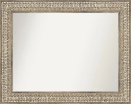 Vista 317 de Amanti Art Espejo de baño plateado para sobre fregadero, 26 x 26 pulgadas, espejo cuadrado de níquel pulido, marco de madera tradicional mediano, se
