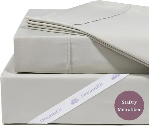 Vista 7 de DreamFit DreamComfort Sábanas de Cama de Microfibra con Tecnología de Enfriamiento StaDry con Correas Elásticas en las Esquinas para Bolsillos Extra