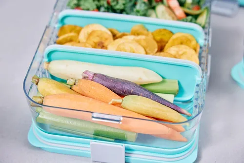 Vista 12 de PackIt Mod Lunch Bento Contenedor de almacenamiento de alimentos, verde menta, base de cristal transparente a prueba de roturas, con divisores