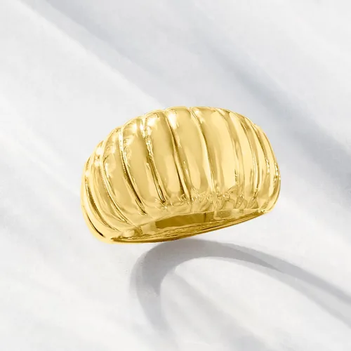 Vista 6 de Ross-Simons Italian 18kt Yellow Gold Ribbed Dome Ring