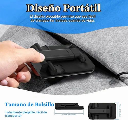 Vista 6 de Soporte para Teléfono Celular, Ángulo y Altura Ajustables Soporte para Teléfono Celular para Escritorio, Plegable y Portátil, Almohadilla