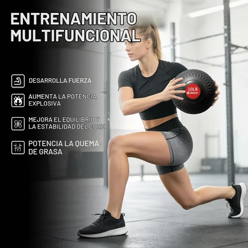 Vista 5 de Slam Ball - Pelotas medicinales con peso para ejercicio y entrenamiento, fuerza, cardio, entrenamiento cruzado y entrenamientos básicos Negro