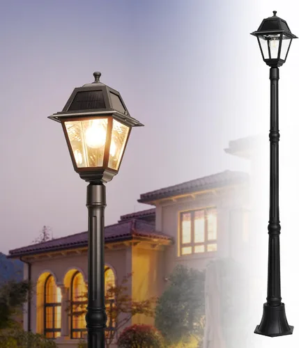 Vista 9 de LUTEC Luz de Poste Solar LED, Luz de Poste de Lámpara Solar de Aluminio Fundido, Cabezal de Luz de Poste Impermeable del Atardecer al Amanecer, 200