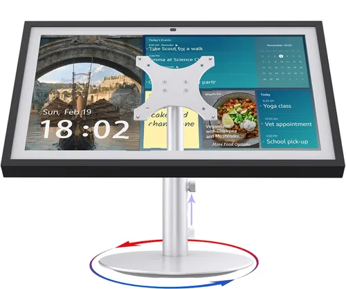 Vista 8 de Soporte para Echo Show 15 (1ª, 2ª generación), Echo Show 21 con diseño giratorio e inclinable, ajustes de altura de 4 niveles, soporte de montaje