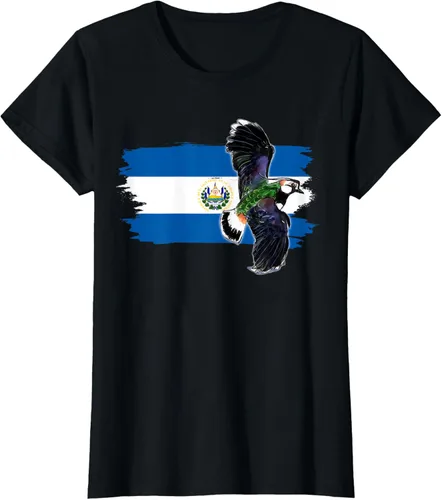 Vista 44 de Camiseta con la bandera de El Salvador, mapa de El Salvador, camiseta de Salvador para mujer, Negro