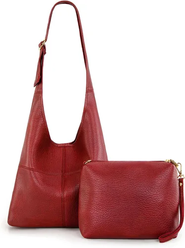 Vista 10 de Montana West Hobo Purse for Women, Vegan Leather Shoulder Bag with Wristlet clásico-negro