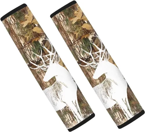 Vista 13 de LedBack Fundas para cinturón de seguridad de coche con diseño de bandera americana y camuflaje, paquete de 2, almohadilla universal para cinturón