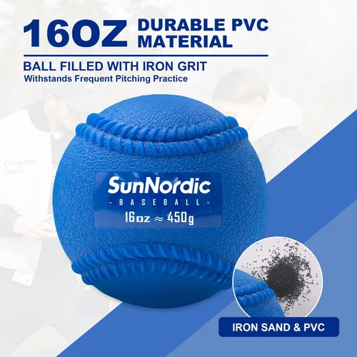 Vista 3 de SunNordic 6 Pack Weighted Baseballs Set (16 oz) - Weighted Baseballs for Hitting Training & Improved Power - Pitching Training Baseball for All