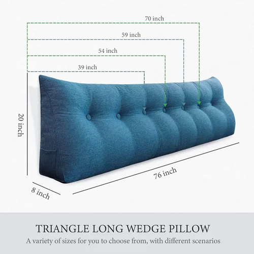 Vista 4 de Funda de almohada para cabecero, funda de almohada grande de cuña para cama, triangular, almohada de lectura, soporte de espalda, funda de almohada