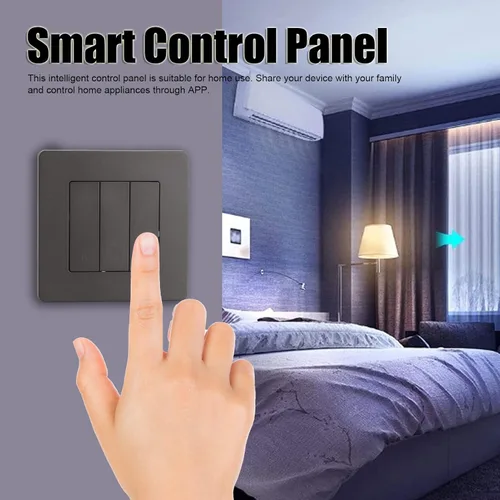 Vista 8 de Interruptor de luz inteligente, panel de control inteligente de 3 bandas, interruptores de luz de aplicación, panel de control inteligente