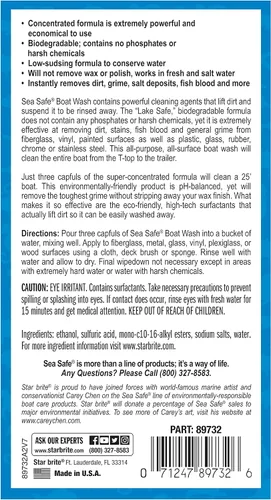 Vista 2 de STAR BRITE Sea Safe Boat Wash – Super concentrado – Elimina instantáneamente la suciedad, la mugre, los depósitos de sal y más sin quitar cera