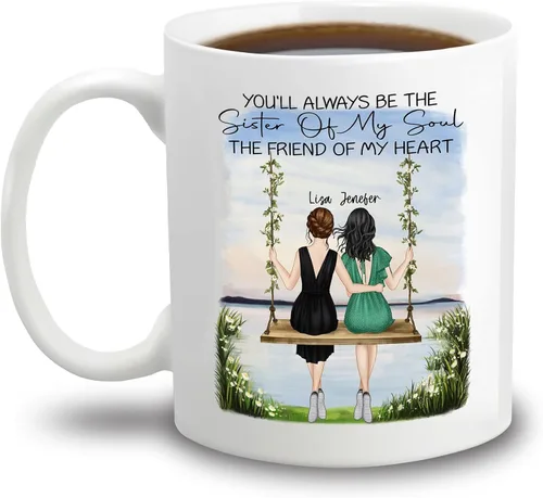 Vista 15 de Taza personalizada con texto en inglés "There Are Friends There Is Family And Then There Are Friends That Become Family", taza de café personalizada