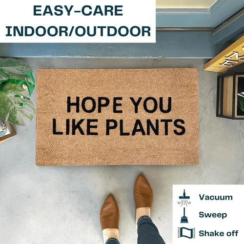 Vista 4 de NICKEL DESIGNS Plant Doormat, 18 x 30 Inch, Heavy Duty Natural Coir Fibers, UV and Weather Resistant, Funny Front Porch Decor, Plant Lover Theme