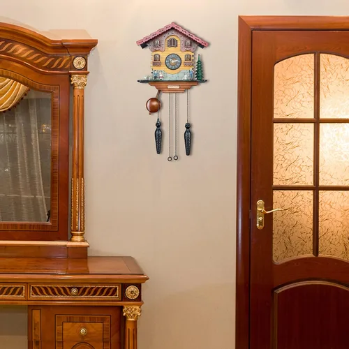 Vista 6 de TIMEGEAR Reloj de pared de cuco con movimiento de cuarzo y modo nocturno en estilo tradicional alemán