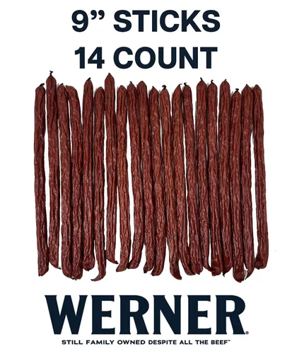 Vista 3 de Werner Palitos teriyaki de carne seca de ternera, 14 unidades (9 pulgadas), bolsa resellable de 10 onzas