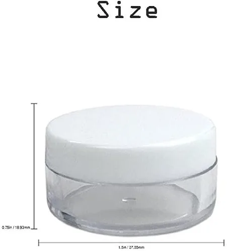 Vista 2 de 40 frascos transparentes de plástico recargables de 0.39 oz/0.39 onzas líquidas con tapas blancas atornilladas para almacenamiento de viajes