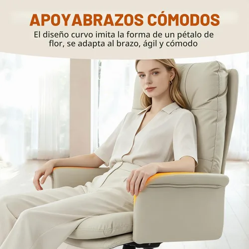 Vista 7 de IWMH Silla de escritorio cómoda,Silla de oficina ejecutiva,Silla de Beige lechoso