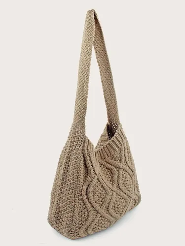 Vista 2 de Verdusa Bolsos de hombro de ganchillo para mujer, bolso de mano de punto Hobo, bolsas de compras