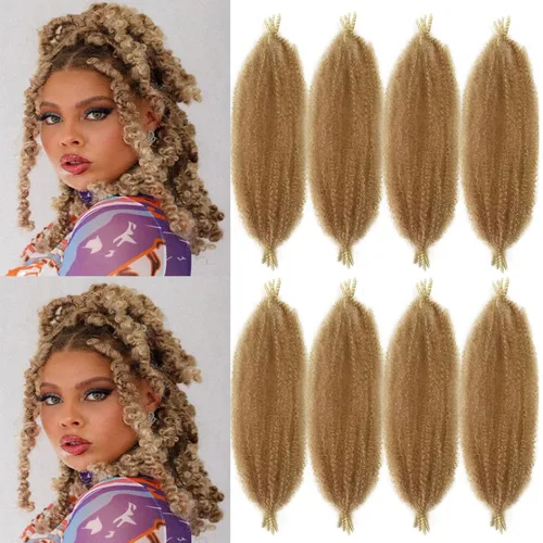 Vista 35 de Extensiones de cabello trenzado con resorte Marley Twist de 8 pulgadas, paquete de 8 para niños, cabello rizado y trenzado kinky, locs suaves