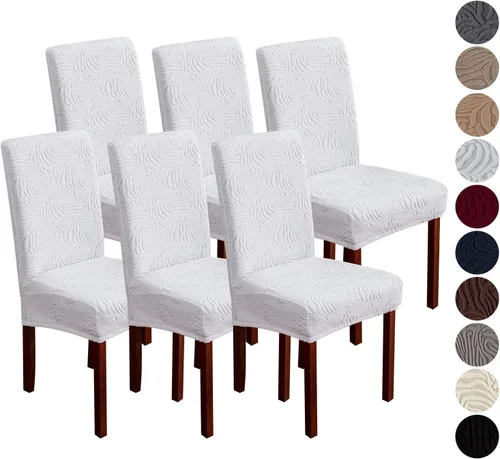 Vista 25 de Fundas para Sillas de Comedor, Fundas para Sillas de Comedor Elásticas Parsons, Protector de Sillas de Cocina para Comedor, Extraíbles, Lavables