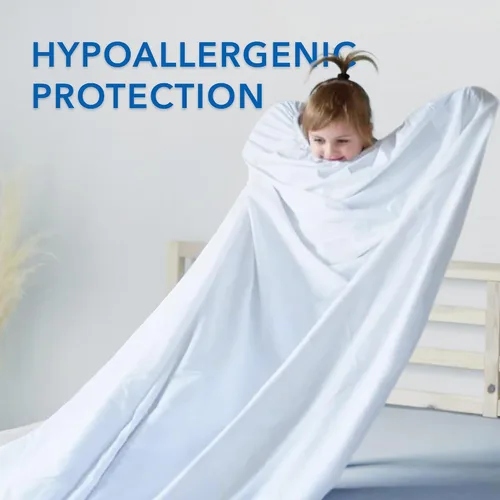 Vista 2 de LUCiE Protector de colchón transpirable – Algodón, estilo sábana bajera, impermeable, hipoalergénico, sin ruido, bolsillo profundo para hasta 14