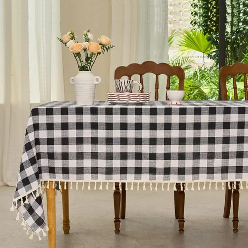 Vista 16 de Midsummer Breeze - Mantel a cuadros cuadrado de mezcla de algodón y colección Gingham, ideal para cocina, restaurante, casa de campo, decoración