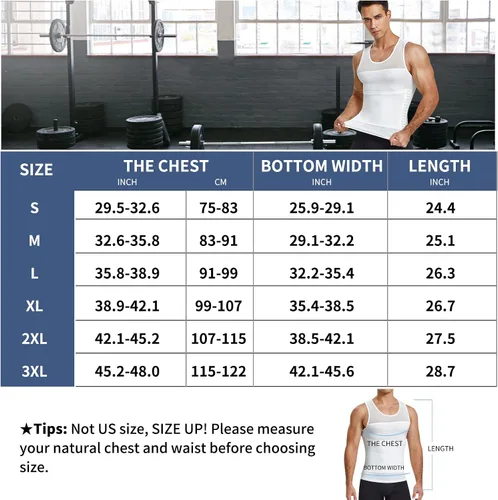 Vista 6 de MOLUTAN Camisas de compresión para hombre, faja moldeadora de pecho, control de abdomen, moldeador de cuerpo, camiseta interior adelgazante, chaleco