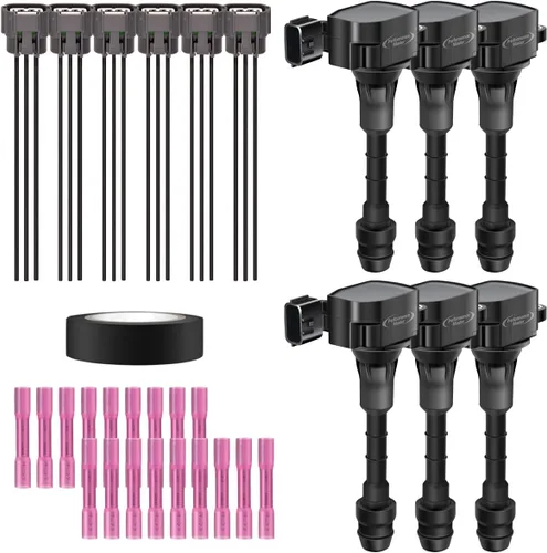 Vista 20 de Juego de 4 bobinas de encendido y arnés de cableado con conector pigtail compatible con Accord Odyssey Acura Saturn 3.0L 3.2L 3.5L V6 C1221 UF242