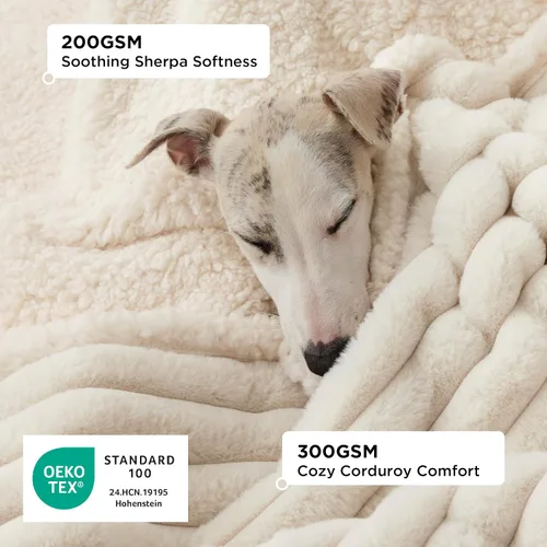 Vista 2 de Bedsure ComfyFleece® - Mantas impermeables para perros pequeños Crema