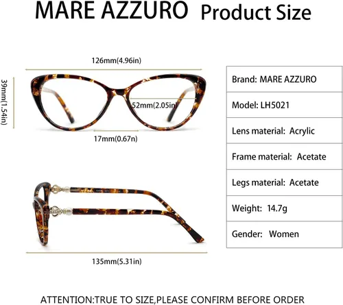 Vista 7 de MARE AZZURO Gafas de lectura progresivas multifocales con bloqueo de luz azul para mujer Cateye