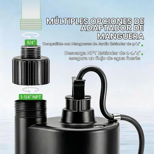 Vista 6 de Bomba de transferencia de agua 1/10HP 330GPH Bomba de utilidad autocebante (bomba sumergible de 1/3 HP)