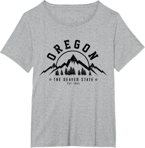 Vista 39 de Oregon The Beaver State Est. 1859 Vintage Mountains - Camiseta de regalo, gris, S