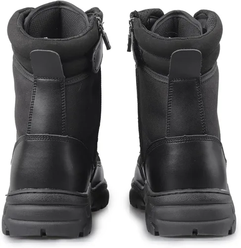 Vista 9 de Botas tácticas militares de combate para hombre, con cremallera lateral, botas de trabajo para el ejército y la policía, antideslizantes para tareas