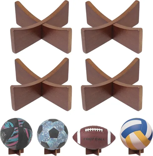 Vista 9 de Soporte de pelota para exhibición, soporte de baloncesto, soporte de exhibición de fútbol, soporte de madera para almacenamiento de pelotas