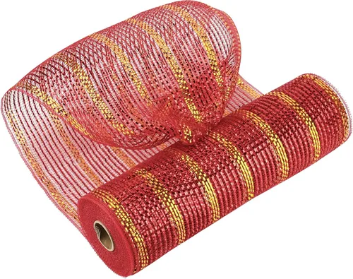 Vista 19 de MEEDEE Cinta de malla dorada de 10 pulgadas de ancho x 30 pies - Rollo de malla metálica decorativa para coronas de árbol de Navidad, guirnalda