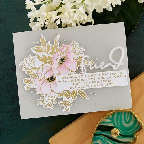 Vista 5 de SPELLBINDERS PAPERCRAFTS, INC Spellbinders Etched Dies por Yana Smakula-Wonderful Script-Anemone Blooms, gris