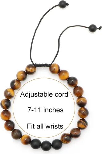 Vista 5 de JoycuFF Healing Bracelet for Men 8mm Black Matte Agate Stone Father Brother Son Boyfriend