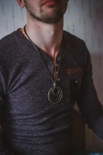 Vista 8 de Collar de cuero genuino - Cool Punk Rock Jewelry - Collar con colgante de gargantilla