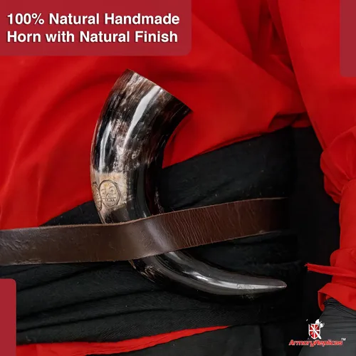 Vista 5 de Armory Replicas Cuerno para beber celta Handfasting - Cuerno natural hecho a mano de 12 a 16 onzas con diseño de cruz quemada