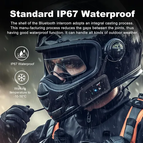 Vista 6 de MIMIRACLE V6 Pro - Auriculares Bluetooth para motocicleta, intercomunicador para casco de 6 ciclistas 800M Intercom Range, Dual Phone Pairing, CVC