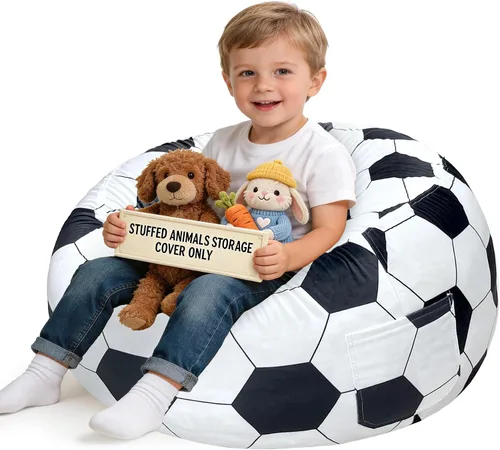 Vista 38 de Lukeight - Puf de almacenamiento de animales de peluche para niños, funda para puf de dinosaurio con cremallera para organizar la habitación