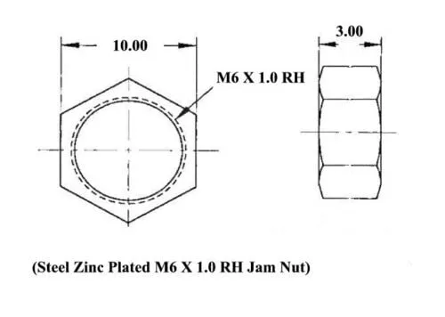 Vista 2 de QS Components M6 X 1.0 Tuerca de atasco de acero métrico, para mano derecha, chapado en zinc transparente (paquete de 6)
