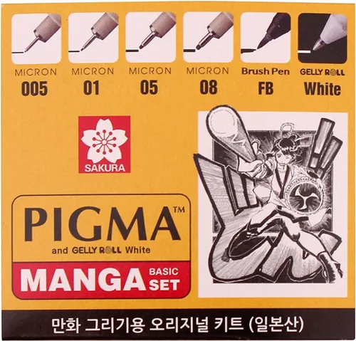 Vista 4 de Pm0606 Juego básico para Manga Sakura Pigma (005, 01, 05, 08, FB, Blanco) con Freebie, Multicolor S