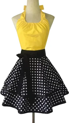 Vista 7 de Violet Mist - Lindos delantales vintage para mujeres con lunares negros, delantales retro para niñas, delantal de criada francesa, delantal sexy