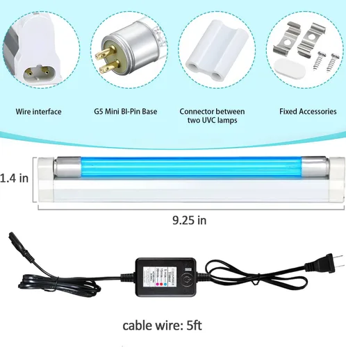 Vista 3 de Coospider 6W Luz UV Libre de Ozono, Lámpara Desinfectante 253.7nm con 3 Configuraciones de Tiempo, Lámpara UVC para Zapatos/Ropero/Gabinete/Baño