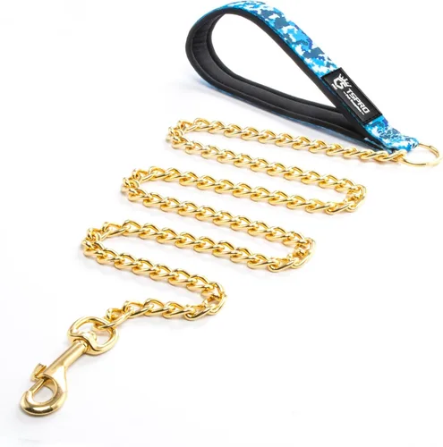 Vista 8 de TSPRO Correa de perro a prueba de mordeduras de acero inoxidable para perro, cadena de metal, correa de entrenamiento para perros con mango suave