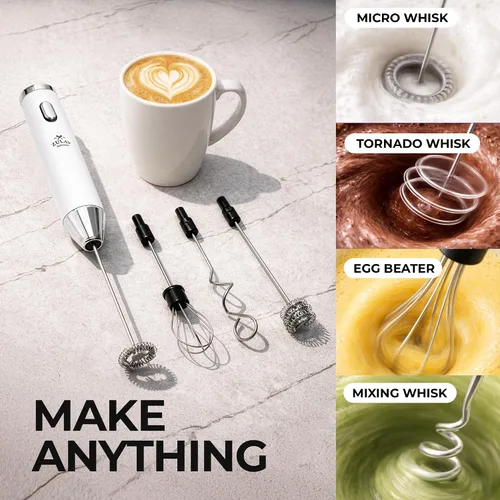 Vista 198 de Zulay Milk Boss Espumador de leche potente manual, hace espuma para latte, batidor para mezclar bebidas, café, miniespumador para capuchino, frappé
